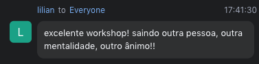 Depoimento de aluna sobre o workshop